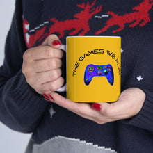 Cargar imagen en el visor de la galería, The Games We Play version 3 Yellow Mug 11oz