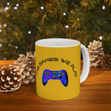Cargar imagen en el visor de la galería, The Games We Play version 3 Yellow Mug 11oz