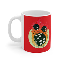 Load image into Gallery viewer, Flaming Dice Red Mug 11oz