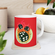 Load image into Gallery viewer, Flaming Dice Red Mug 11oz