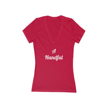 将图片加载到图库查看器,A Handful Women's Jersey Short Sleeve Deep V-Neck Tee