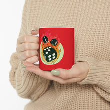Load image into Gallery viewer, Flaming Dice Red Mug 11oz