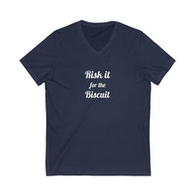 Charger l'image dans la galerie, Risk it for the Biscuit Unisex Jersey Short Sleeve V-Neck Tee