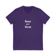 Charger l'image dans la galerie, Know your Worth Unisex Jersey Short Sleeve V-Neck Tee