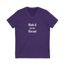 Charger l'image dans la galerie, Risk it for the Biscuit Unisex Jersey Short Sleeve V-Neck Tee