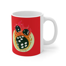 Load image into Gallery viewer, Flaming Dice Red Mug 11oz