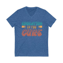 Charger l'image dans la galerie, Education is the Cure (version 2) Unisex Jersey Short Sleeve V-Neck Tee