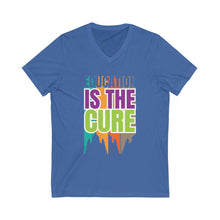 Charger l'image dans la galerie, Education is the Cure (version 3) Unisex Jersey Short Sleeve V-Neck Tee