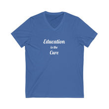 Charger l'image dans la galerie, Education is the Cure Unisex Jersey Short Sleeve V-Neck Tee
