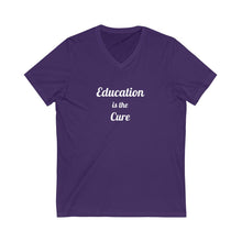 Charger l'image dans la galerie, Education is the Cure Unisex Jersey Short Sleeve V-Neck Tee