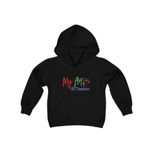 Lade das Bild in den Galerie-Viewer, My Art is Timeless (version 2) Youth Heavy Blend Hooded Sweatshirt