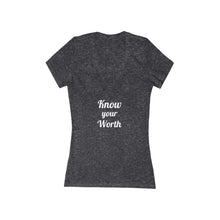 Charger l'image dans la galerie, Know your Worth Women's Jersey Short Sleeve Deep V-Neck Tee