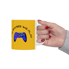 Load image into Gallery viewer, The Games We Play version 3 Yellow Mug 11oz
