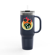 Load image into Gallery viewer, Travel Mug - Flaming Dice - 40oz
