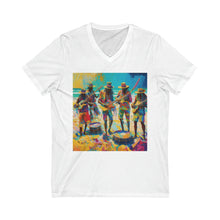 Load image into Gallery viewer, Band on the Beach Unisex Jersey Short Sleeve V-Neck Tee
