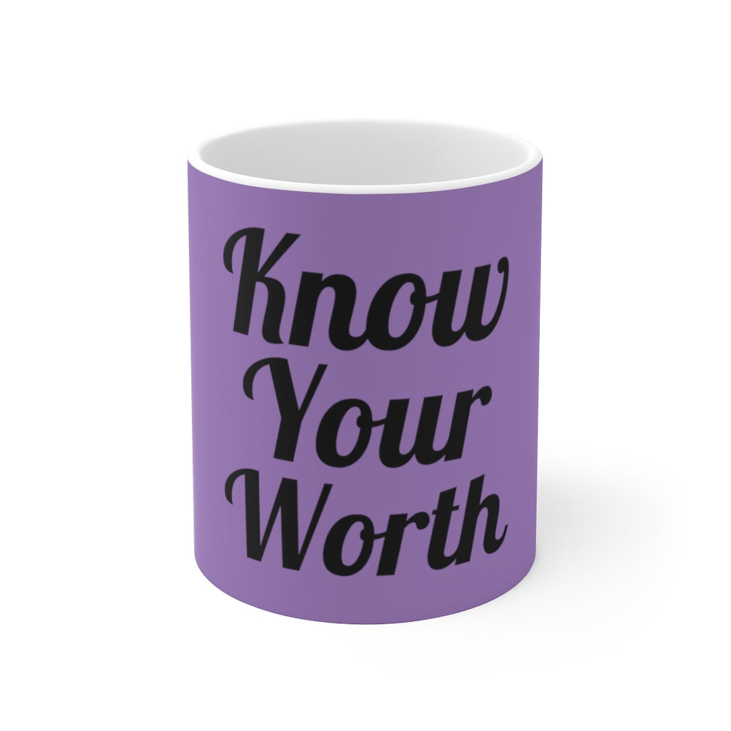 Know Your Worth Purple Ceramic Mug 11oz