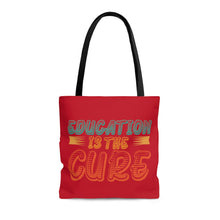 Cargar imagen en el visor de la galería, Education is the Cure Red Tote Bag
