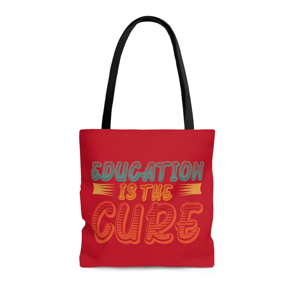 Education is the Cure Red Tote Bag