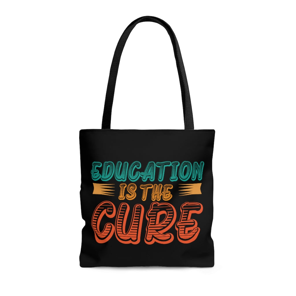 Education is the Cure Black Tote Bag