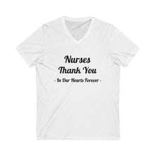 将图片加载到图库查看器，Nurses Thank You Unisex Jersey Short Sleeve V-Neck Tee
