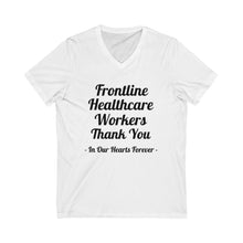Load image into Gallery viewer, Frontline Healthcare Workers Thank You Unisex Jersey Short Sleeve V-Neck Tee
