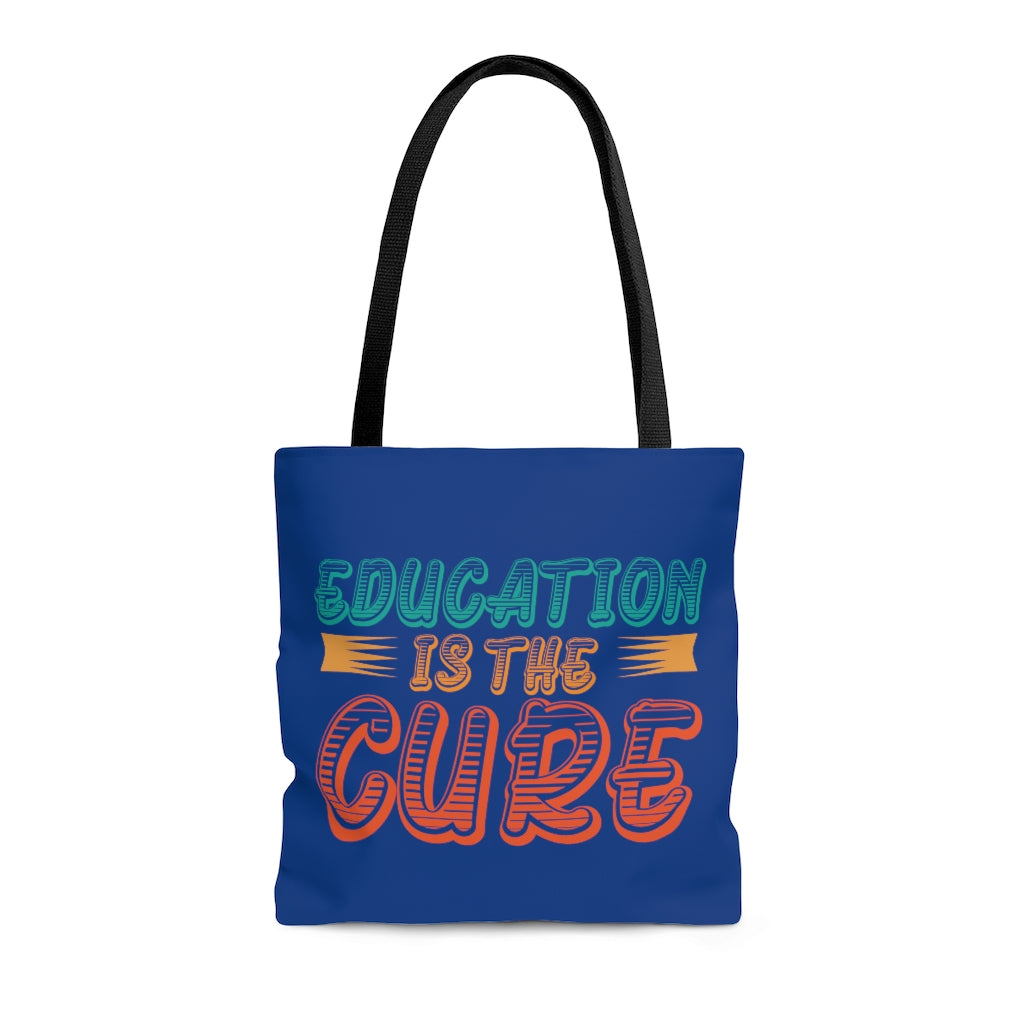 Education is the Cure Blue Tote Bag
