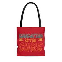 Cargar imagen en el visor de la galería, Education is the Cure Red Tote Bag

