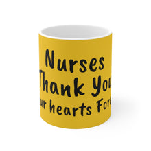 Load image into Gallery viewer, Nurses Thank You Yellow Ceramic Mug 11oz
