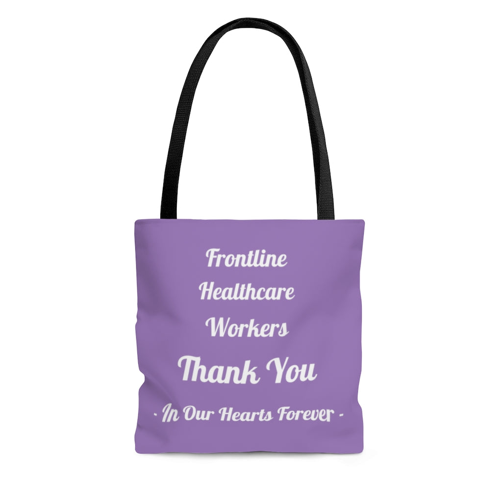 Frontline Healthcare Workers Thank You Purple AOP Tote Bag