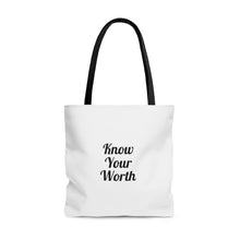 Load image into Gallery viewer, Know Your Worth AOP Tote Bag
