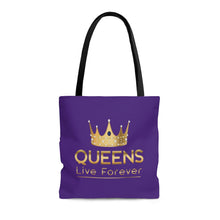 Cargar imagen en el visor de la galería, Queens Live Forever Purple AOP Tote Bag
