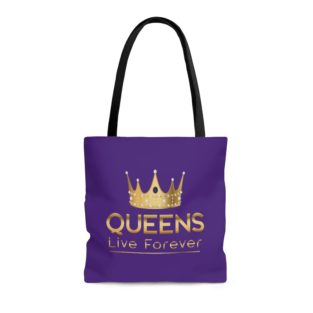 Queens Live Forever Purple AOP Tote Bag