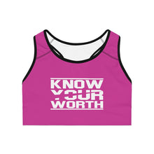 Load image into Gallery viewer, Know Your Worth Sports Bra - Berry
