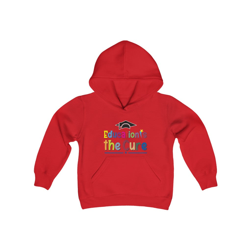 Education is the Cure (version 3) Youth Heavy Blend Hooded Sweatshirt