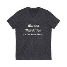 将图片加载到图库查看器，Nurses Thank You Unisex Jersey Short Sleeve V-Neck Tee

