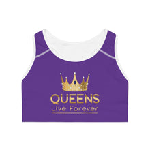 Load image into Gallery viewer, Queens Live Forever Sports Bra - Purple
