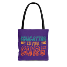 Cargar imagen en el visor de la galería, Education is the Cure Purple Tote Bag
