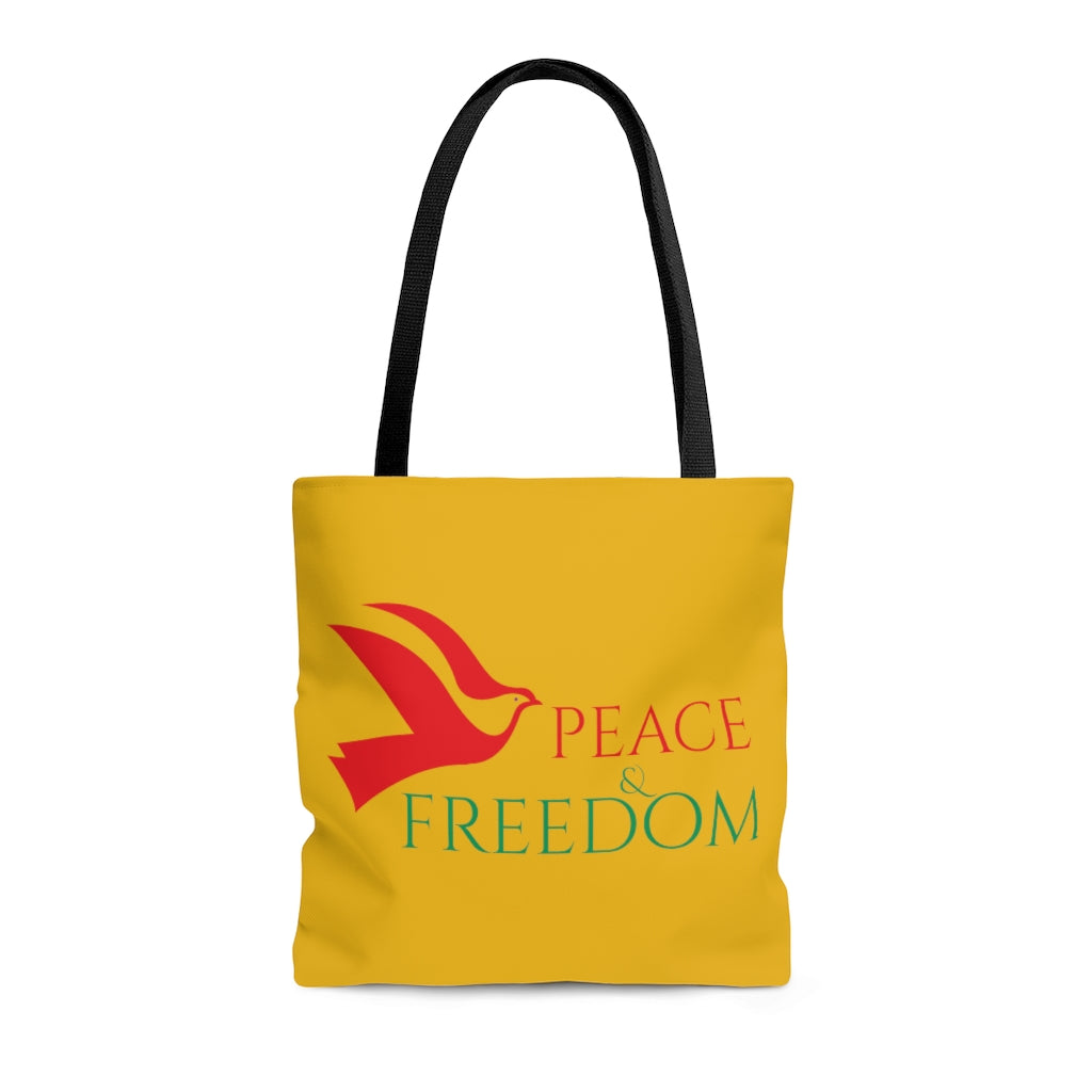 Peace & Freedom Yellow Tote Bag