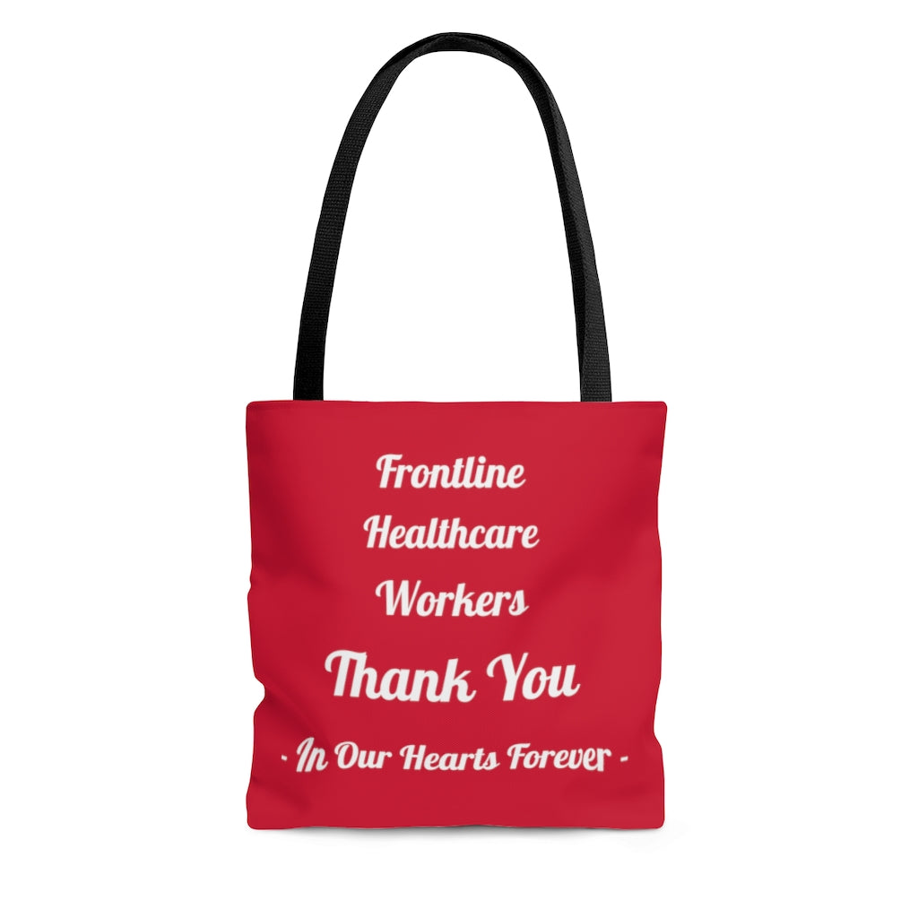 Frontline Healthcare Workers Thank You Red AOP Tote Bag