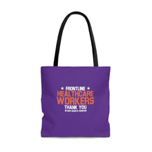 Load image into Gallery viewer, Frontline Healthcare Workers (version 2) Thank You Purple AOP Tote Bag
