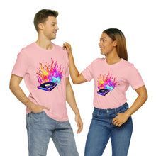 Load image into Gallery viewer, Turntable on Fire Unisex Jersey Short Sleeve Tee
