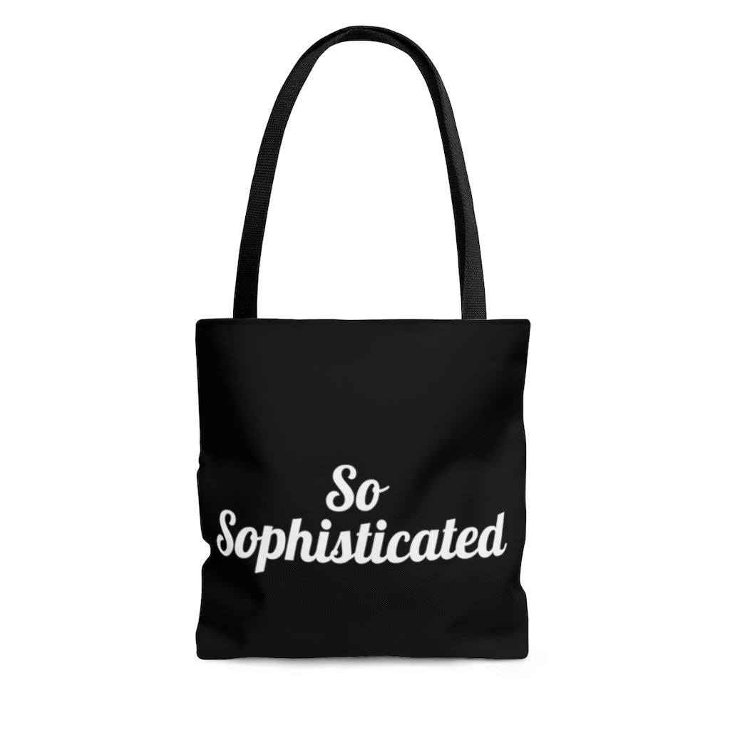 So Sophisticated Black AOP Tote Bag