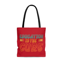 Load image into Gallery viewer, Education is the Cure Red Tote Bag
