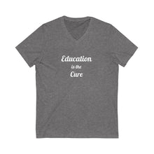 Charger l&#39;image dans la galerie, Education is the Cure Unisex Jersey Short Sleeve V-Neck Tee
