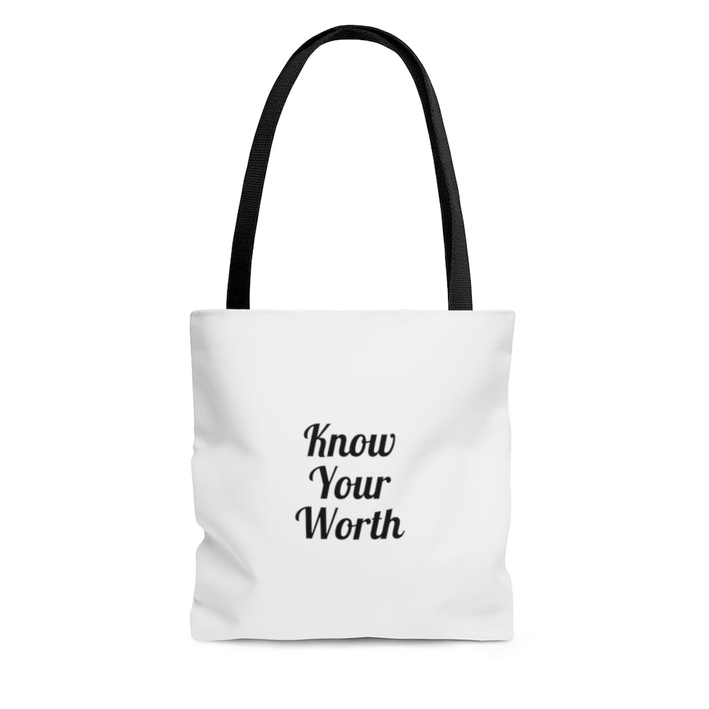 Know Your Worth AOP Tote Bag