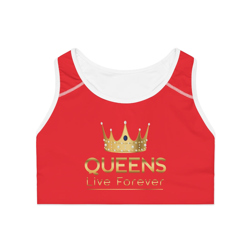 Queens Live Forever Sports Bra - Red