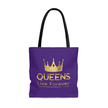 Cargar imagen en el visor de la galería, Queens Live Forever Purple AOP Tote Bag
