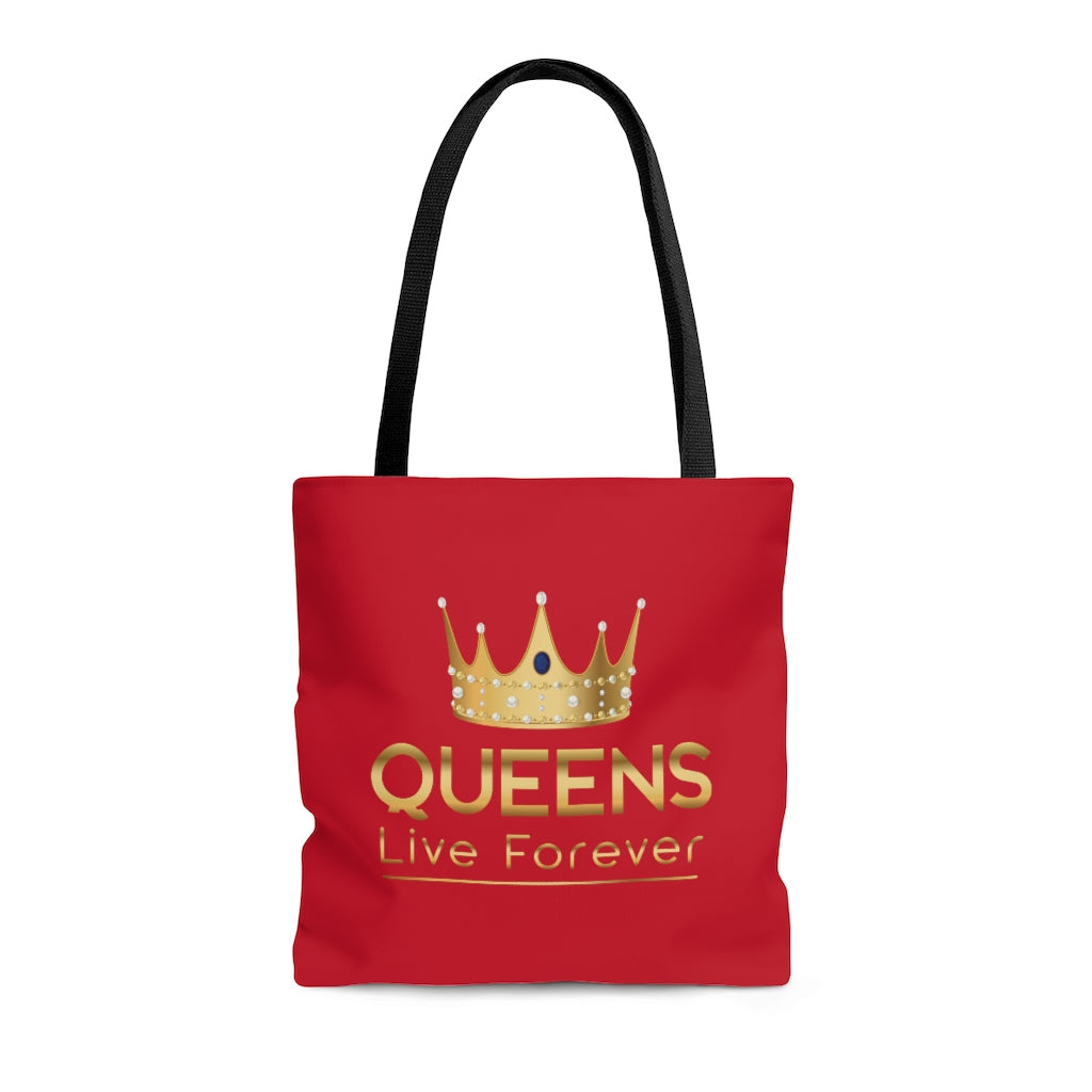 Queens Live Forever Red AOP Tote Bag