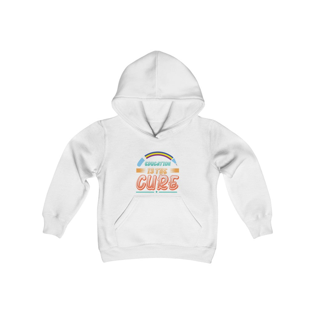 Education is the Cure (version 4) Youth Heavy Blend Hooded Sweatshirt