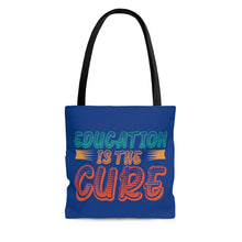 Cargar imagen en el visor de la galería, Education is the Cure Blue Tote Bag
